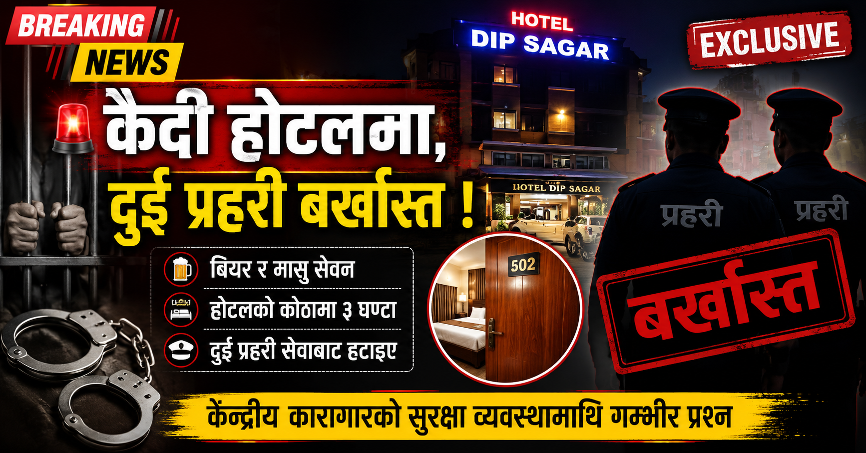 केन्द्रीय कारागारका कैदी होटलमा: उपचारको बहानामा बियर, मासु र महिलासँग ३ घण्टा